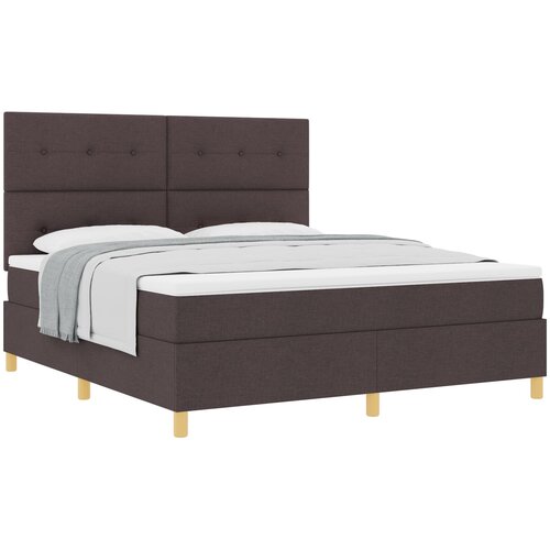 VidaXL Box Spring postelja z vzmetnico Temno rjava Super King Tkanina, (22052491) Slike