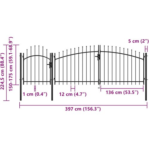  Vrtna vrata Woerden čelik 1,75x4 m crna Slike
