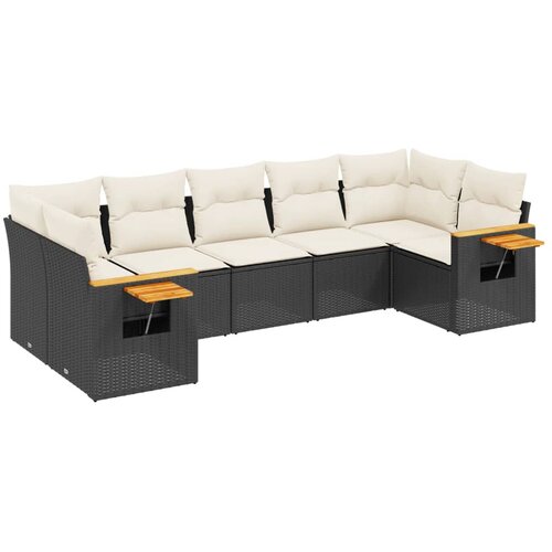vidaXL 7-dijelni set vrtnih sofa od poliratana s jastucima crni Cijene