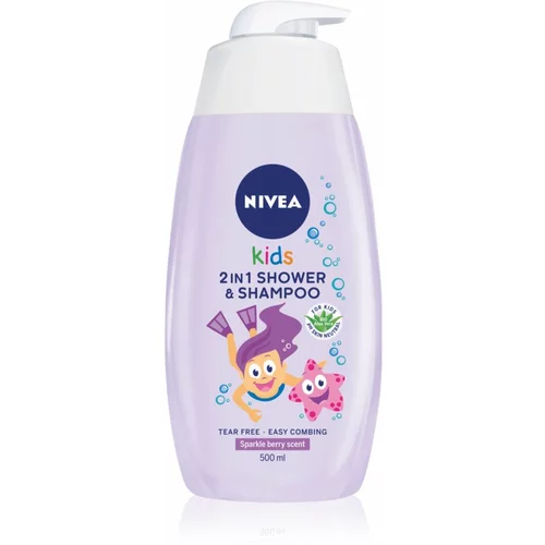 Nivea Kids Girl gel za prhanje in šampon 2v1 za otroke 500 ml