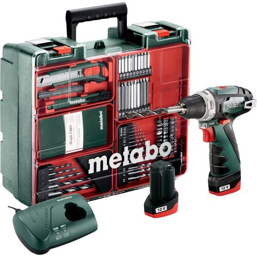 Metabo powermaxx bs basic set akumulatorski vrtalni vijačnik 10.8 v 2 ah li-ion vklj. 2. akumulatorja\, vklj. kovček\, vklj. dodatna oprema, (21532175) Cene