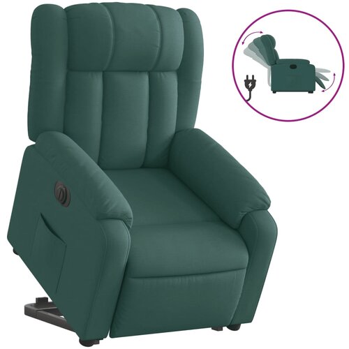 Maison Chic Električni naslanjač - Relax naslanjač s funkcijo vstajanja temno zeleno blago, (22061091) Slike