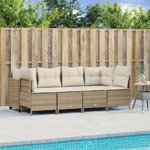  5-dijelni vrtni set sofa s jastucima bež od poliratana Cijene