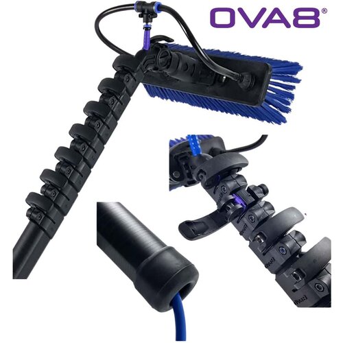 OVA8 teleskopski &amp;scaron;tap za pranje solarnih panela i staklenih povr&amp;scaron;ina dužina 2m do 18m - (100% karbon, sa četkom 26/36cm, za&amp;scaron;tićen od rotacije) dužina Slike