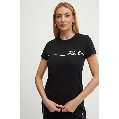 Karl Lagerfeld Pamučna majica za žene, boja: crna, 245W1706