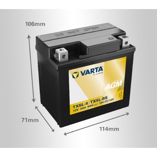 Varta Akumulator Powersports AGM YTX5L-BS, 12V, 4Ah, D+ Slike