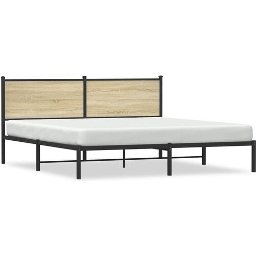 VidaXL Kovinski posteljni okvir z vzglavjem sonoma hrast 160x200 cm Slike