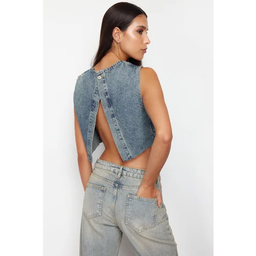 Trendyol Blue Backless Denim Bustier