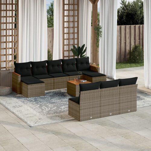 vidaXL 11-dijelni set vrtnih sofa od poliratana s jastucima sivi Cijene