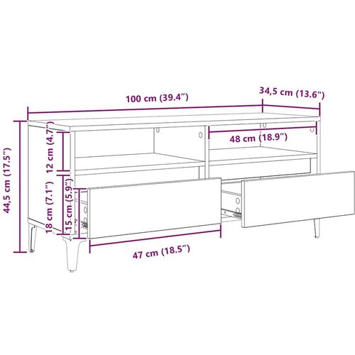 ormar Crni hrast 100 x 34 5 x 44 5 cm Obrađeno drvo i čelik Slike