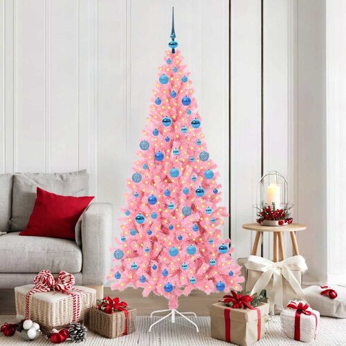 vidaXL Božićno drvce s 300 LED svjetlima Ružičasta 180 cm PVC Cene