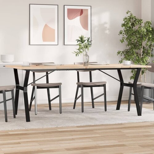 Furnova Jedilna miza Y okvir 200x100x75,5 cm trdna borovina lito železo, (21946335) Slike