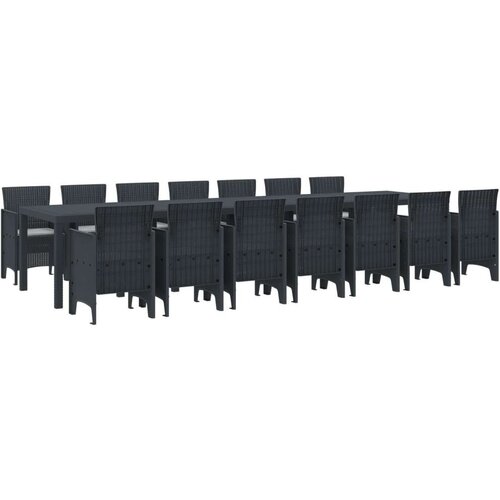  15-dijelni set za vrt s jastučićima Antracit Poli ratan  vrtni stol Antracit 250x100x73 cm Poli ratan  vrtni stol Antracit 150x1 Cijene