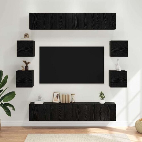  Komplet TV omaric 8 pcs 80 x 30 x 30 cm Črni hrast, (5000247663) Cene