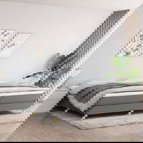  Box spring postelja z vzmetnico temno siva 200x200 cm blago, (20725832) Cene