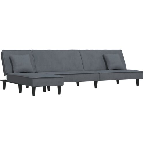Maison Chic Raztegljiv kavč - Raztegljivi divan L oblike temno siv 255x140x70 cm žamet, (21729469) Cene