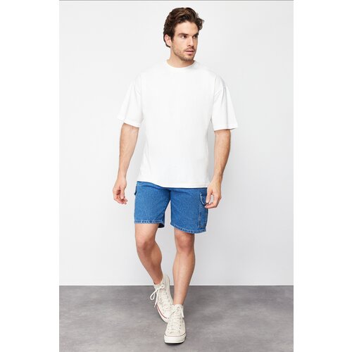 Trendyol Men's Blue Regular Fit Cargo Pocket Denim Shorts Slike