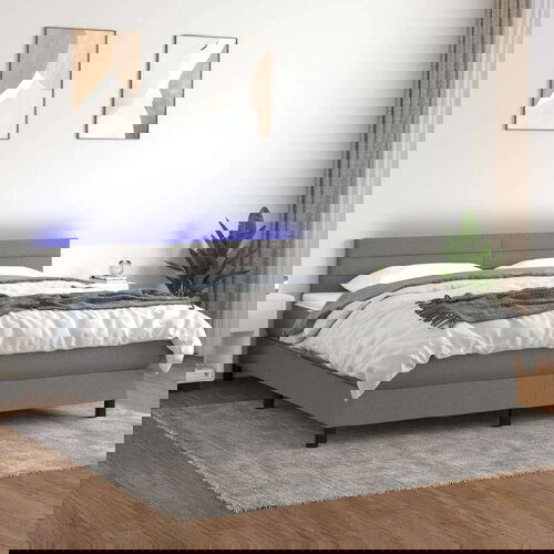  Krevet box spring s madracem LED tamnosivi 180x200 cm tkanina Slike