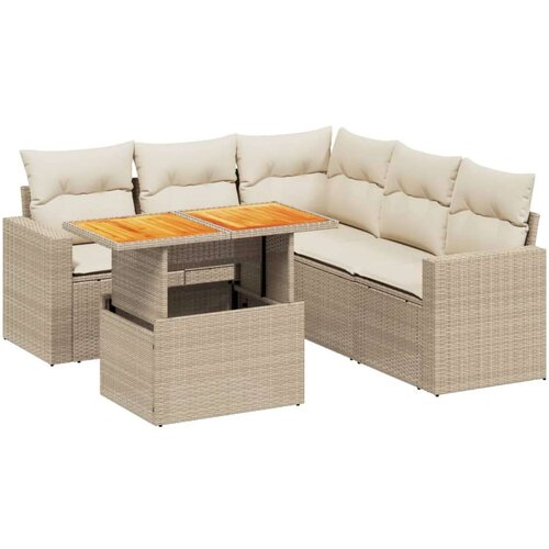 VidaXL 6-dijelni set vrtnih sofa s jastucima bež od poliratana Slike