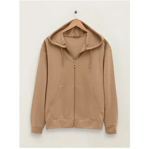Modamorfo Kangaroo Pocket Hooded Zippered Sweatshirt