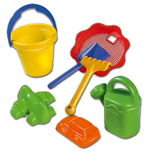 Mađarski proizvođač Veliki set za igru u pijesku sa valovitom kanticom od 7 dijelova - D-Toys Cijene