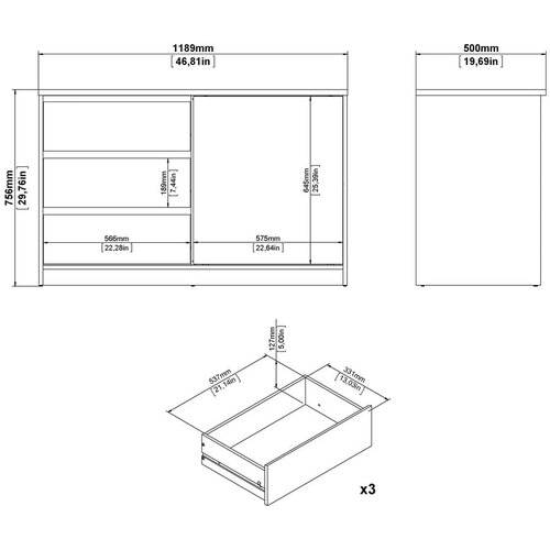 Tvilum Komoda v hrastovem dekorju z drsnimi vrati v naravni barvi 119x76x50 cm Naia &amp;ndash; Slike
