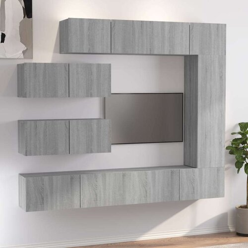VidaXL Komplet TV omaric 7-delni siv sonoma konstruiran les Slike