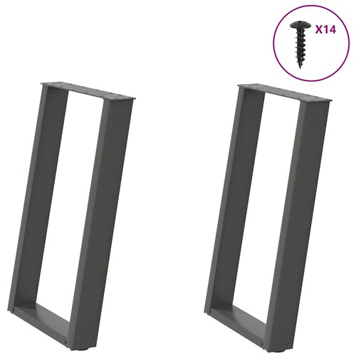 VidaXL Noge blagovaonskog stola U-oblika 2 kom antracit 50x(72-73) cm Slike