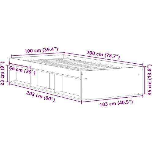  Okvir za krevet boja hrasta 100x200 cm Slike