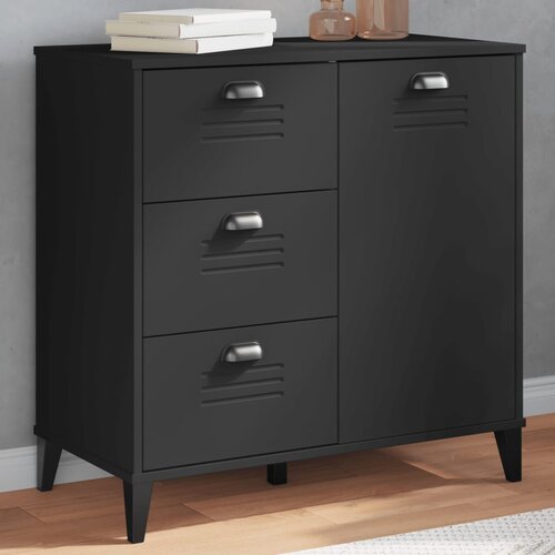 vidaXL Komoda VIKEN črna 80x40x80 cm trdna borovina Cene
