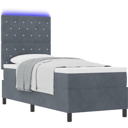 vidaXL Box Spring postelja z vzmetnico in LED temno siva 80x200 cm žamet Cene