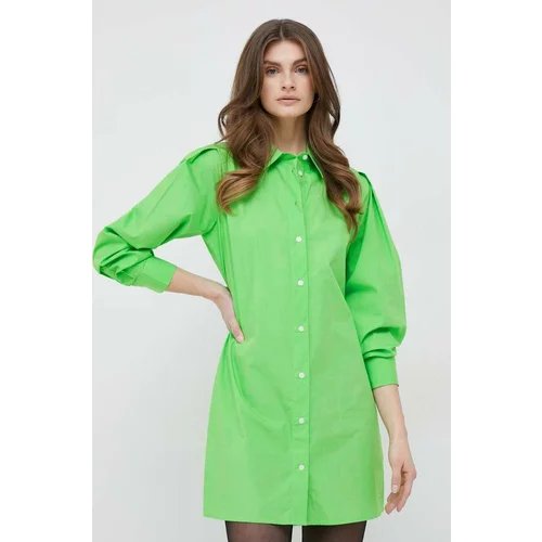 Tommy Hilfiger Bombažna obleka zelena barva