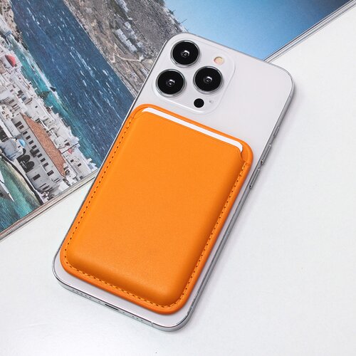 Torbica Leather Magsafe Pocket za iPhone 14 narandzasta Slike
