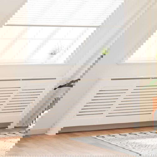 vidaXL Pokrov za radiator MDF bel 205 cm Cene