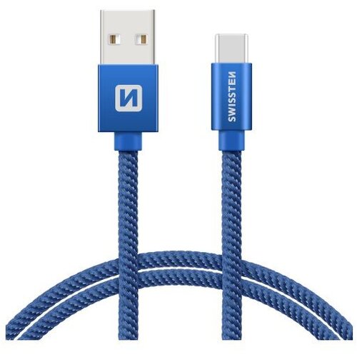 Swissten kabel USB/USB-C, platneni, 1.2m, plavi Slike