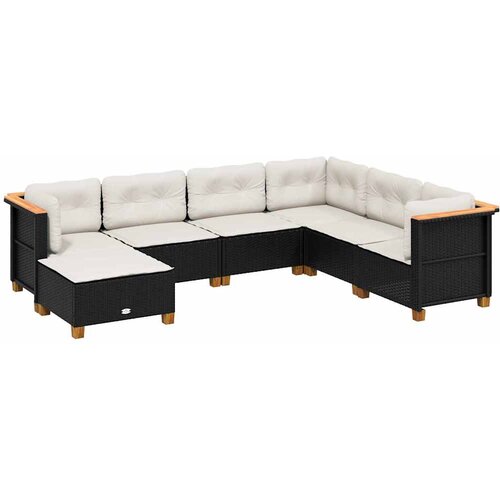  7-dijelni set vrtnih sofa od poliratana s jastucima crni Crna 63.5 x 56 x 32 cm Slike