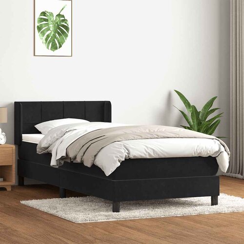 VidaXL Box spring krevet s madracem crni 90x220 cm bar&amp;scaron;unasti Slike