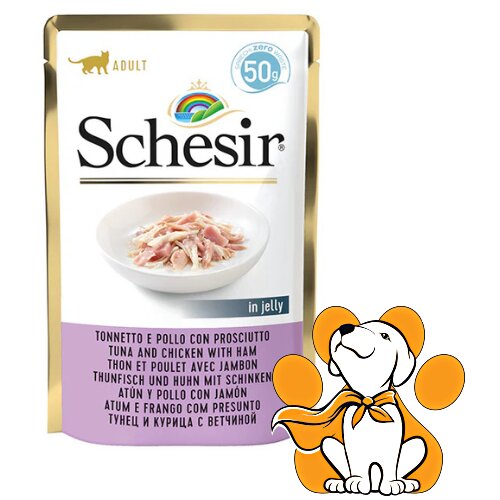 Schesir cat Tuna And Chicken With Ham 50g, Vlažna Hrana Za Odrasle Mačke Slike