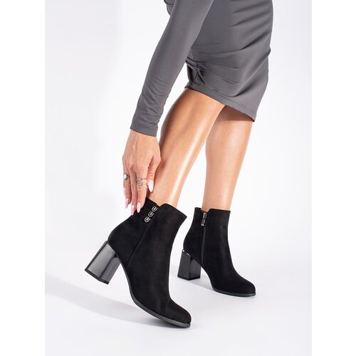 Shelvt Suede black stiletto ankle boots Slike