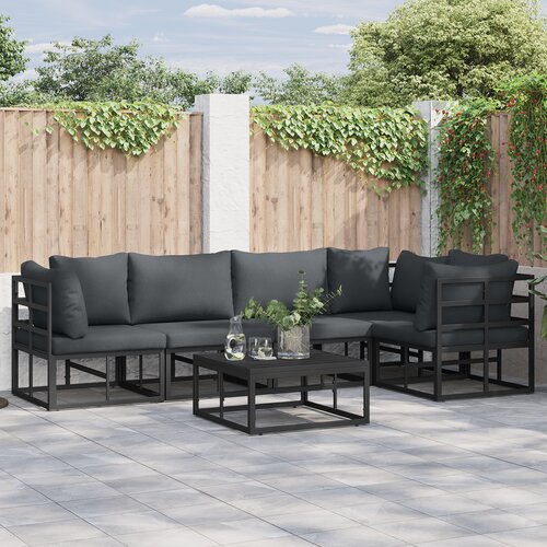 vidaXL Vrtna sedežna garnitura 5 pcs Črna 283 x 143 x 71 cm Aluminij Cene