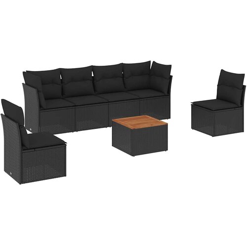  7-dijelni set vrtnih sofa od poliratana s jastucima crni Crna 62 x 62 x 69 cm Slike