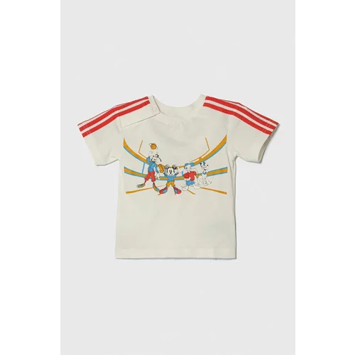 Adidas Otroška bombažna kratka majica x Disney bež barva