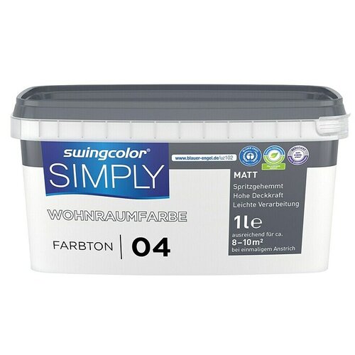 SWINGCOLOR Boja za zid Simply (Siva – br. 04, Mat, 1 l) Cijene