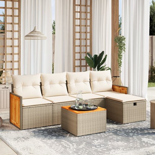 vidaXL 6-dijelni set vrtnih sofa s jastucima bež od poliratana Cijene