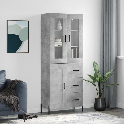 vidaXL Visoka komoda betonsko siva 69,5x34x180 cm inženirski les Cene