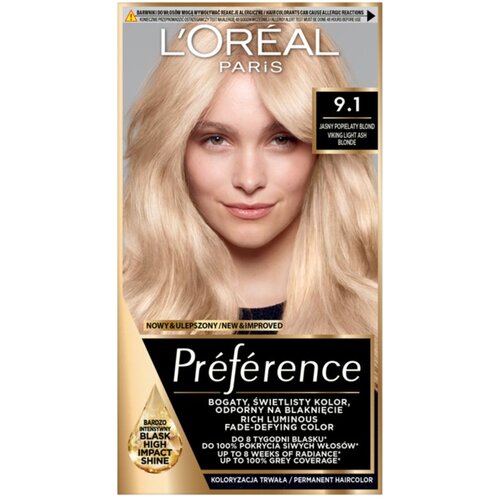 L&amp;acute;Or&amp;eacute;al Paris Pr&amp;eacute;f&amp;eacute;rence barva za lase odtenek 9.1 Viking Light Ash Blonde 1 kos Slike