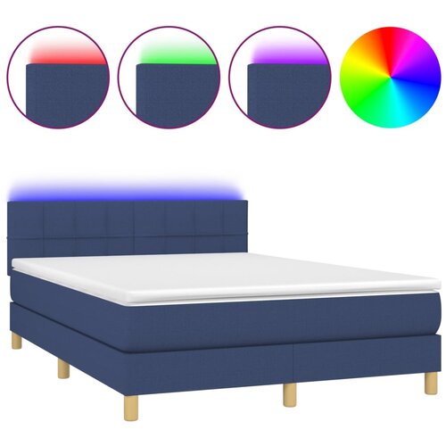 Maison Chic Box spring postelja - Vzmetna postelja z vzmetnico LED modra 140x190 cm blago SL15521, (21902582) Cene