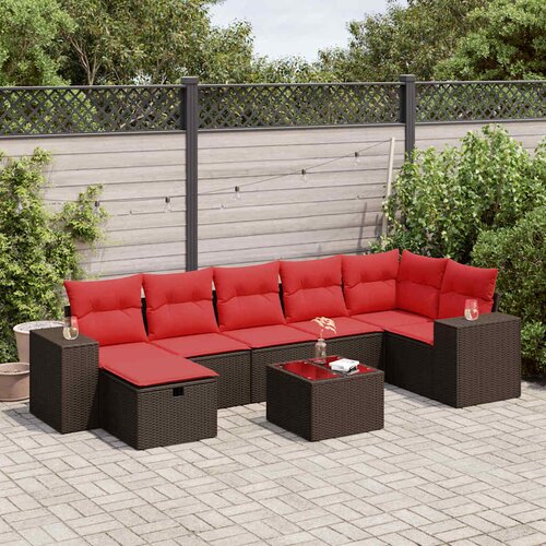  8-dijelni set vrtnih sofa s jastucima smeđi od poliratana Cijene