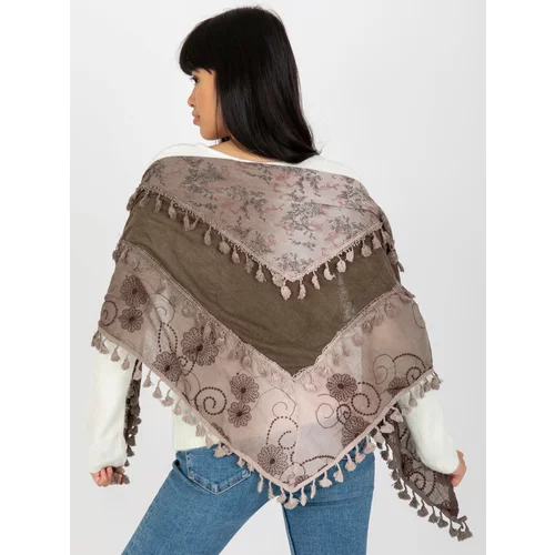 Fashion Hunters Brown and beige scarf with a decorative finish