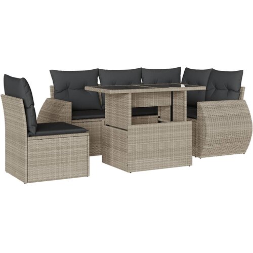 vidaXL 6-dijelni set vrtnih sofa od poliratana s jastucima svjetlosivi Cene